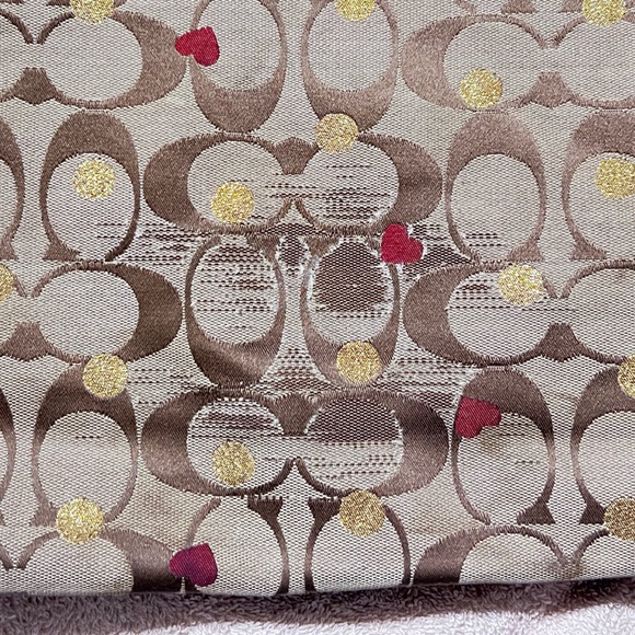 Coach Laura Signature Khaki Secret Admirer Tote in very worn condition. - Picture 3 of 8